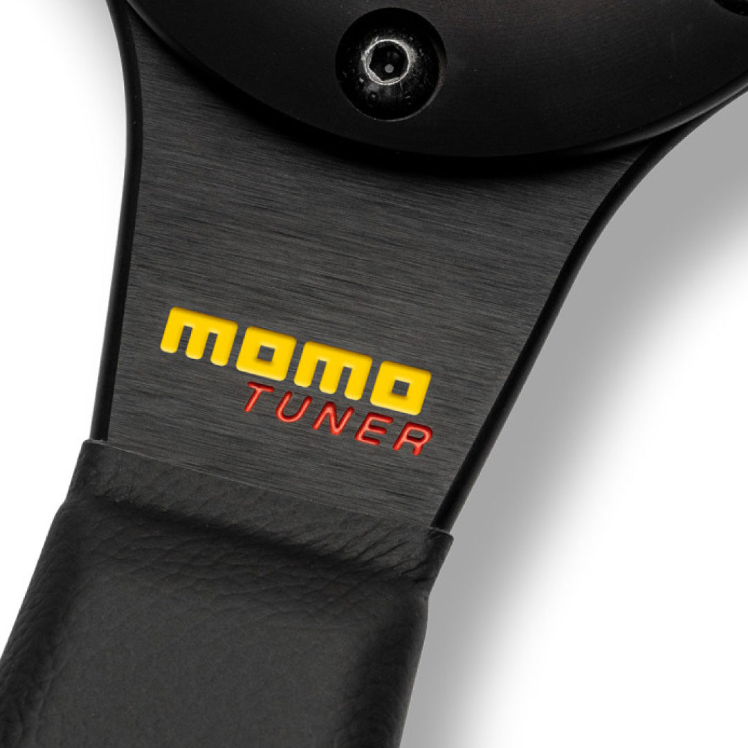 MOMO Tuner Steering Wheel - Black Leather Black Spokes 320mm - NEW Logo