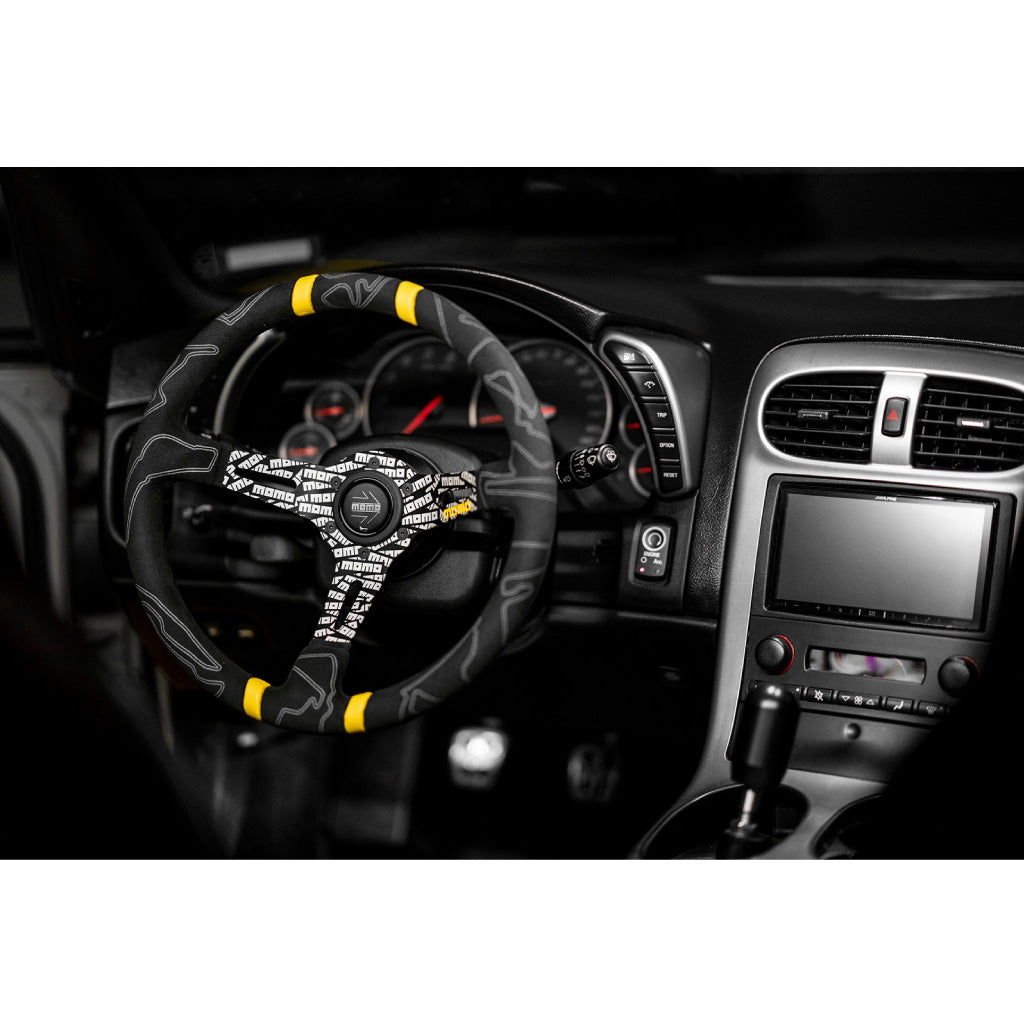 MOMO Ultra Steering Wheel - Black Alcantara Black Spokes 350mm