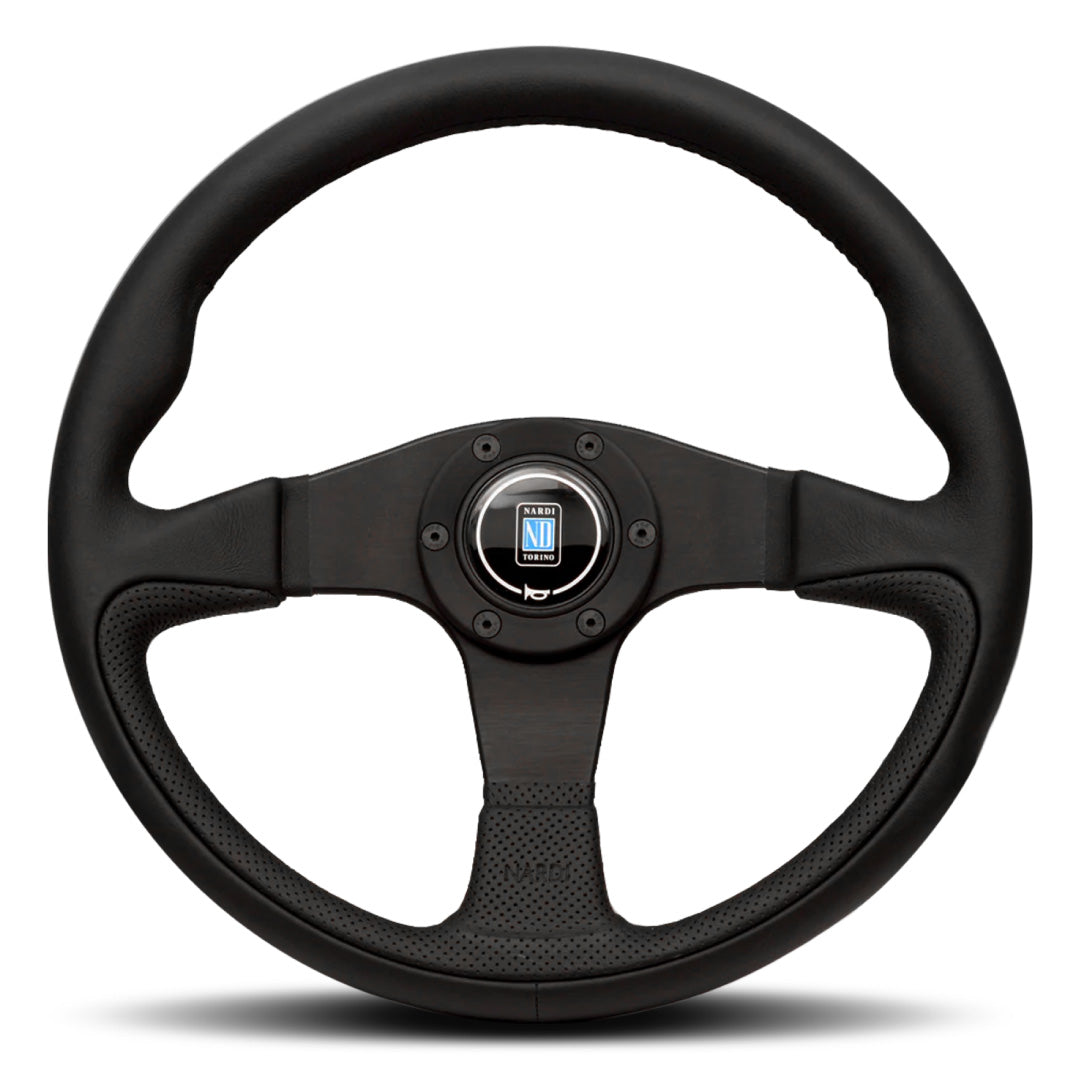 Nardi Challenge Steering Wheel - Black Leather/Airleather Black Spokes 350mm