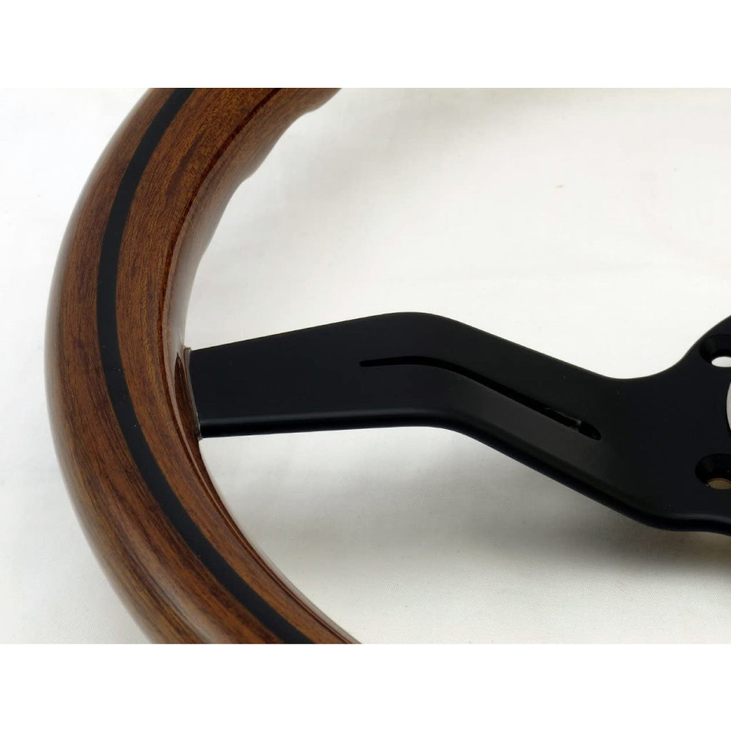 Nardi Deep Corn Steering Wheel - Mahogany Wood Black Spokes 330mm