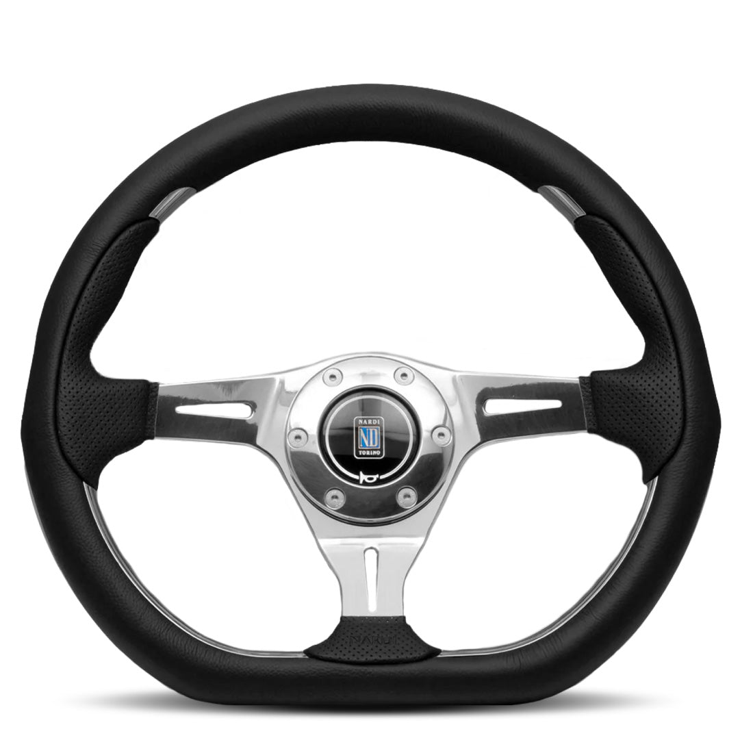 Nardi Kallista Steering Wheel - Black Leather Polished Spokes 350mm