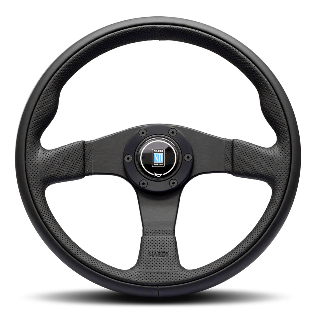 Nardi Twin Line Steering Wheel - BlackLeather Black Spokes 350mm