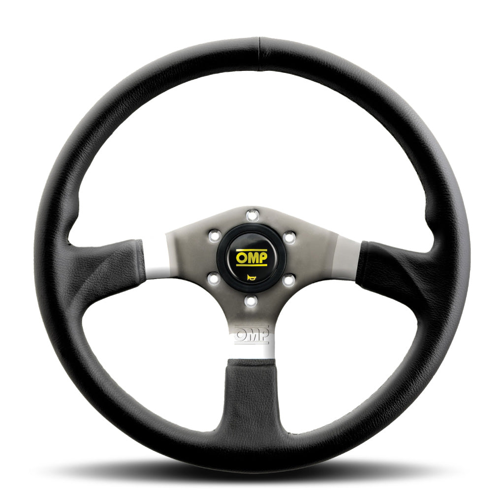 OMP Asso Steering Wheel - Black Leather Polished Spokes 350mm