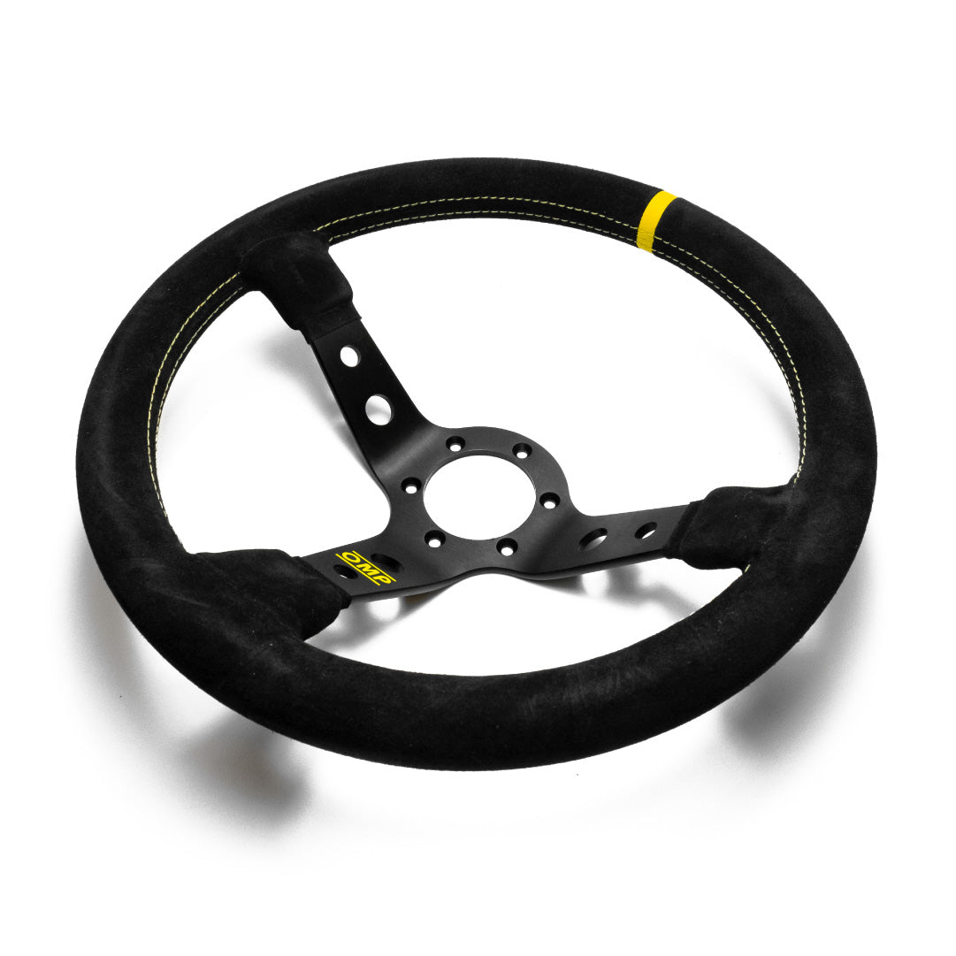 OMP CORSICA 330 BLACK SUEDE LEATHER STEERING WHEEL WITH ANODIZED