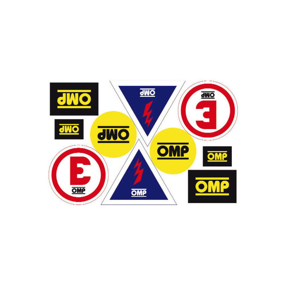 OMP Fire Extinguisher & Battery Cut Off Sticker Decal Set Pack - MSA F
