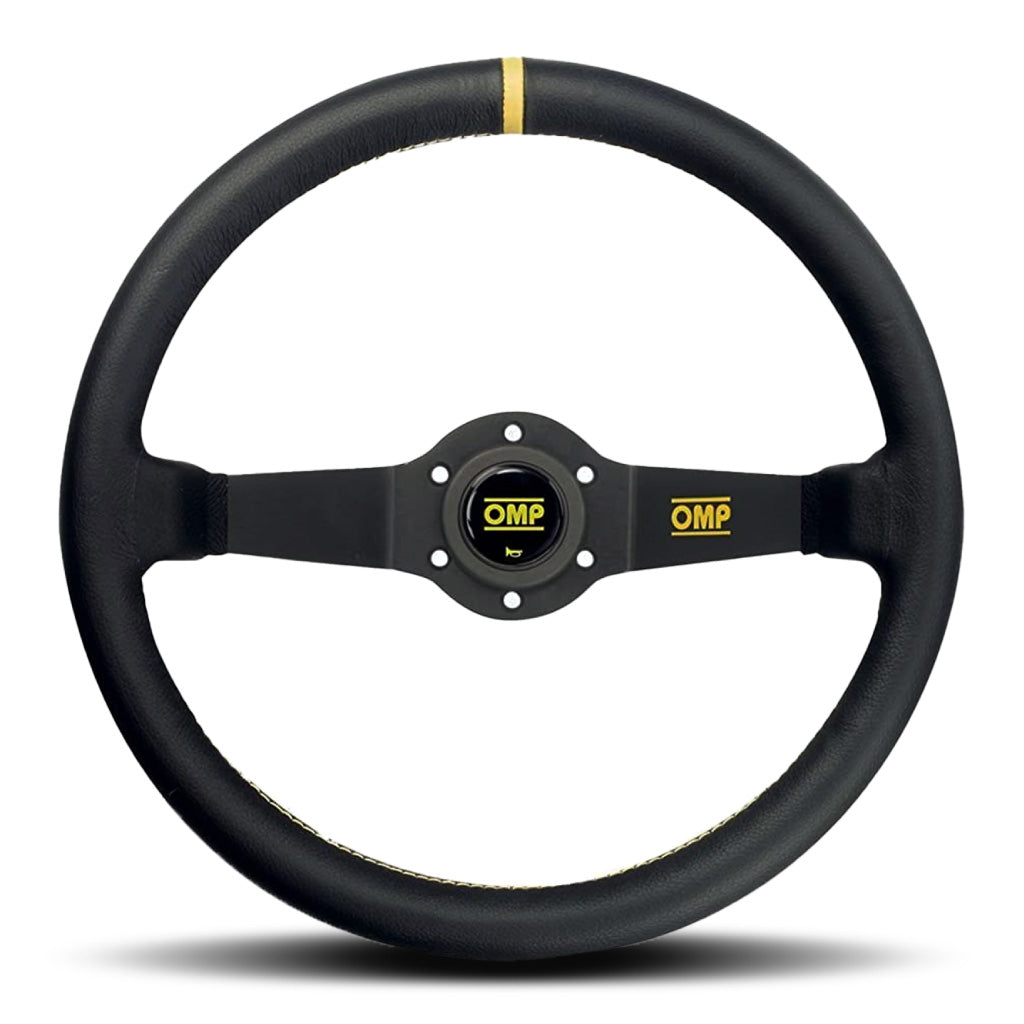 OMP Rally Liscio 2 Spoke Steering Wheel - Black Leather Black Spokes 350mm