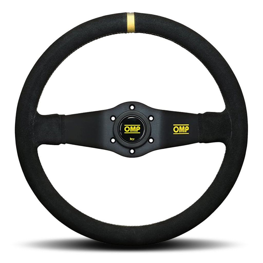OMP Rally Scamosciato 2 Spoke Steering Wheel - Black Suede Black Spokes 350mm