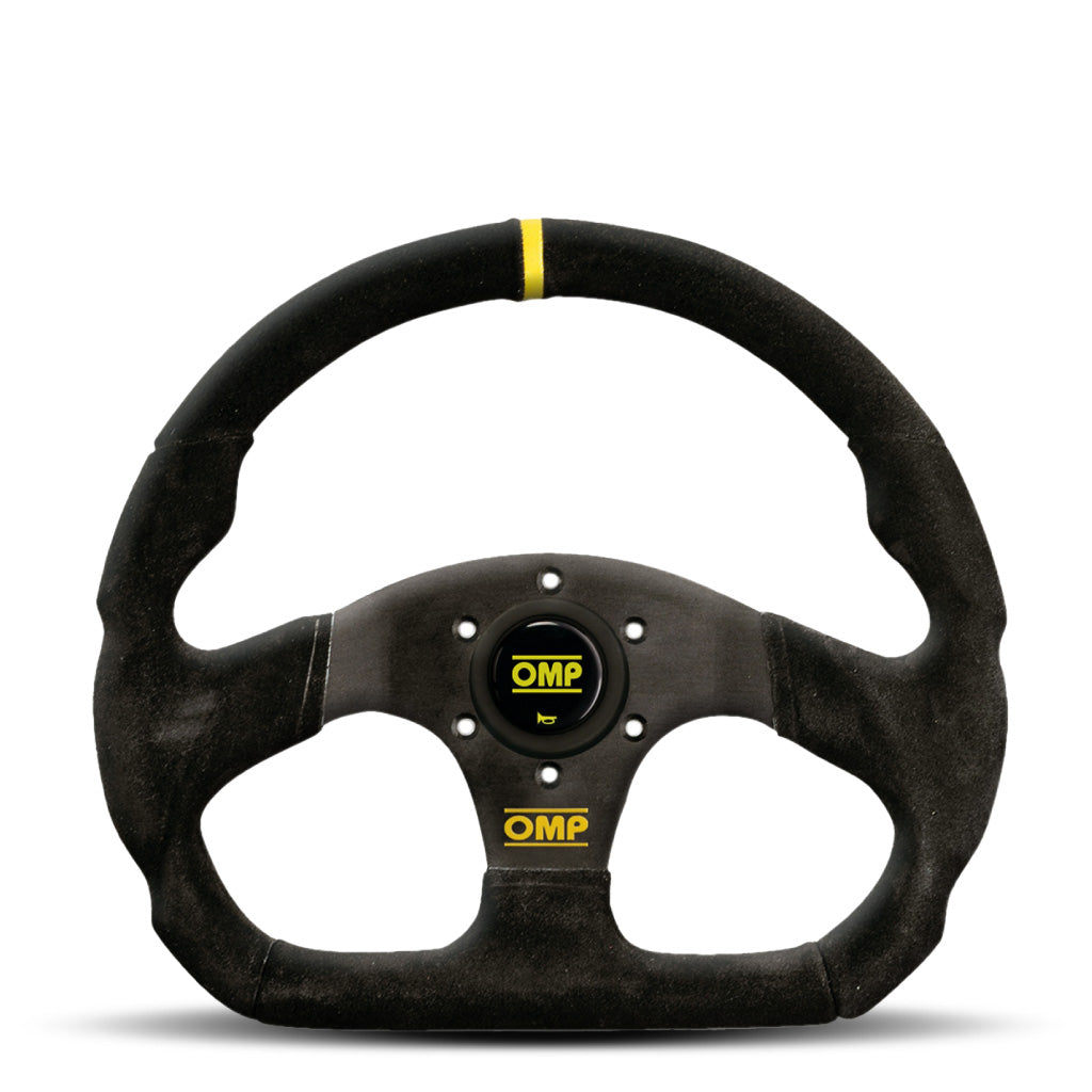 OMP Super Quadro Steering Wheel - Black Suede Black Spokes 330mm