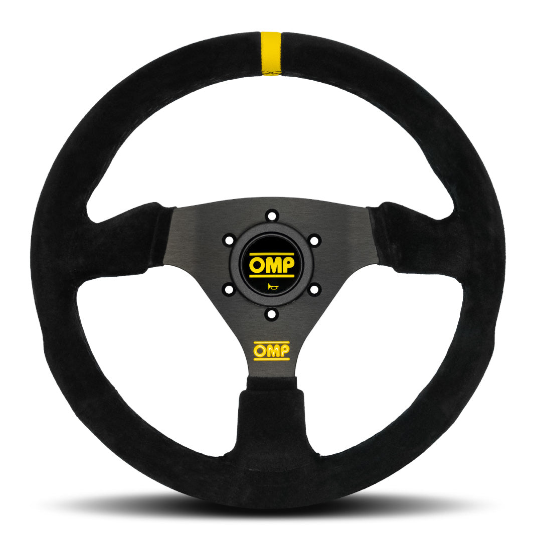 OMP Targa 330 Steering Wheel - Black Suede Black Spokes 330mm