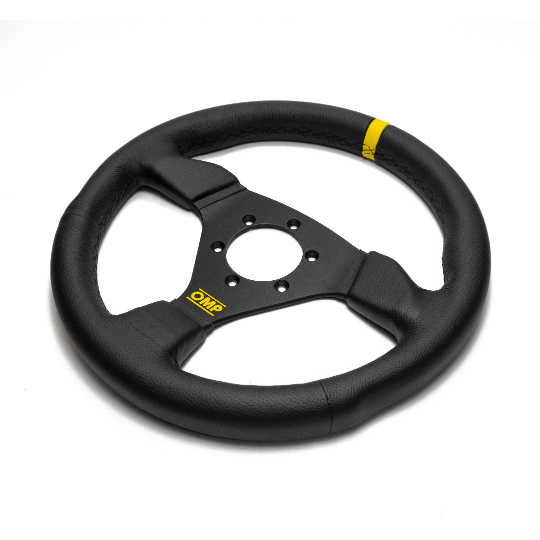OMP Trecento Liscio Steering Wheel - Black Leather Black Spokes 300mm