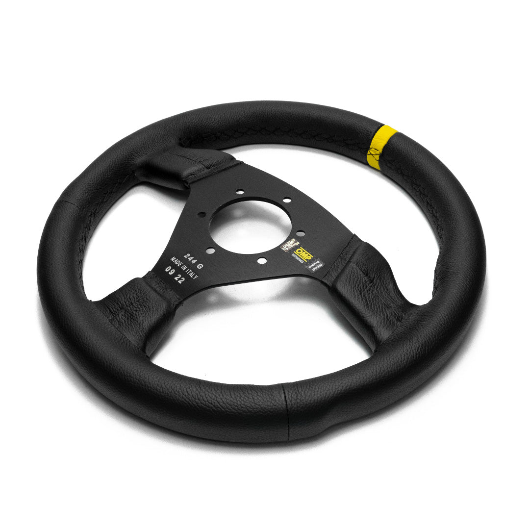 OMP Trecento Liscio Steering Wheel - Black Leather Black Spokes 300mm