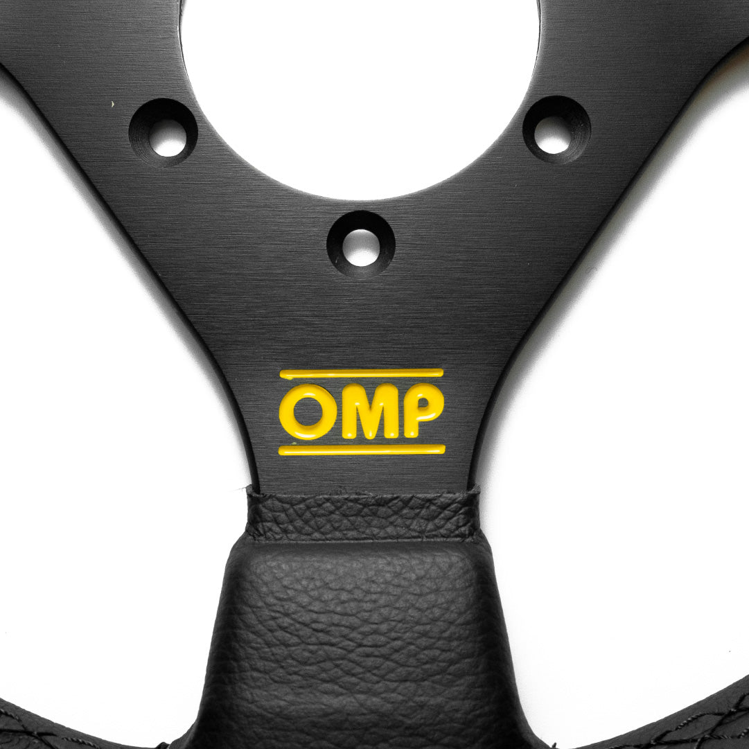 OMP Trecento Liscio Steering Wheel - Black Leather Black Spokes 300mm