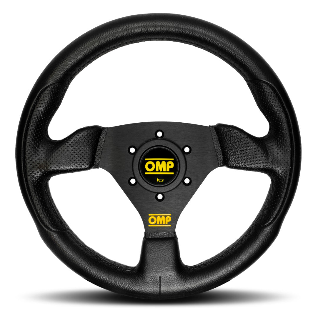 OMP Trecento Uno Steering Wheel - Black Polyurethane Black Spokes 300mm