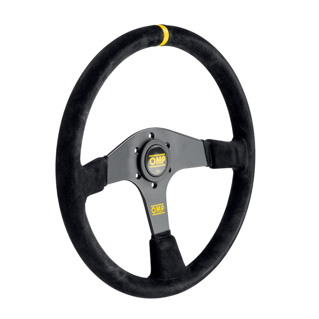 OMP Velocita 350 Steering Wheel - Black Suede Black Spokes 350mm