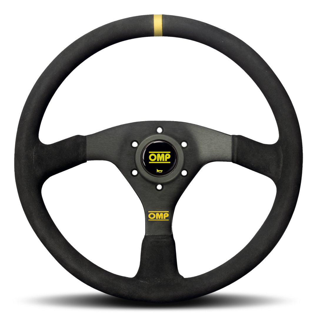 OMP Velocita 350 Steering Wheel - Black Suede Black Spokes 350mm