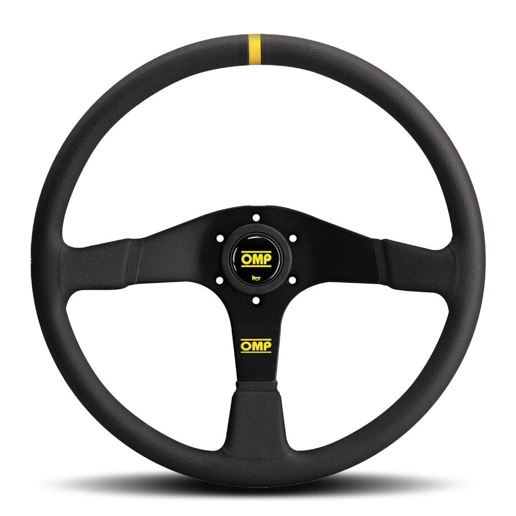 OMP Velocita 380 Steering Wheel - Black Leather Black Spokes 380mm