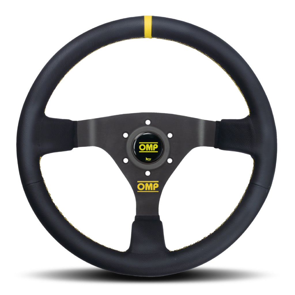 OMP WRC Steering Wheel - Black Leather Black Spokes 350mm