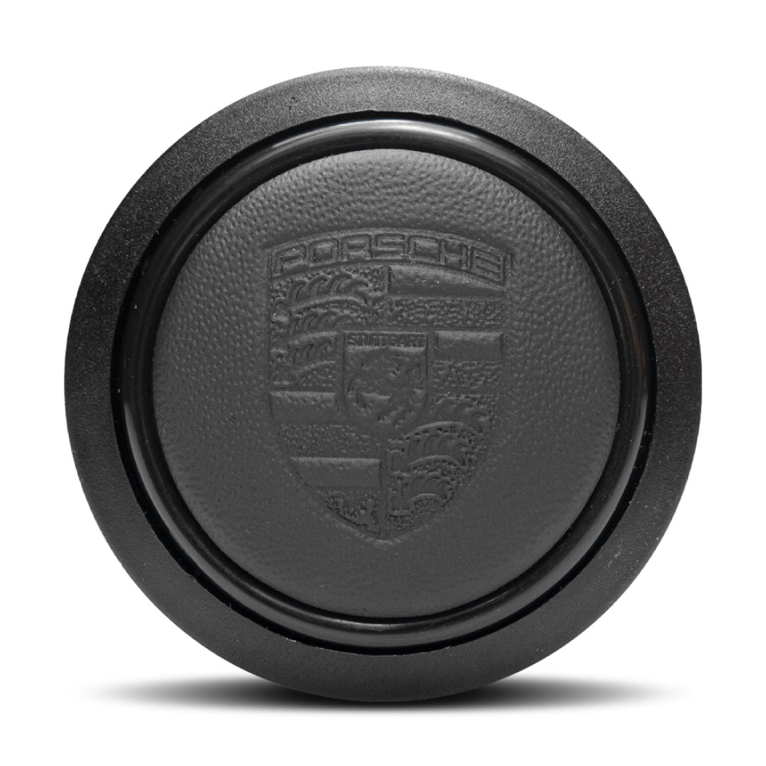 Porsche Napa Leather Horn Button Porsche Embossed Hand Punched Crest - Flat Lip - Flush Mount