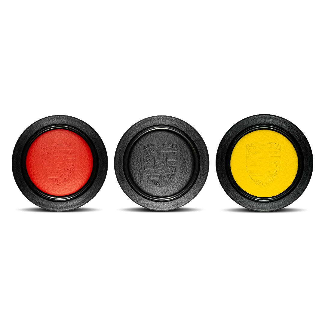 Porsche Red Black Yellow Leather Horn Button