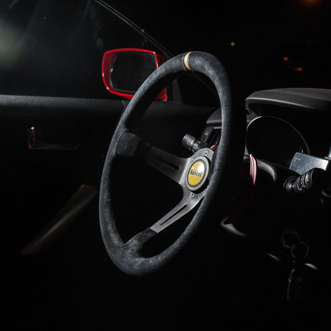 Sabelt SW-390 Akropolis Steering Wheel - Black Suede Black Spokes 350mm