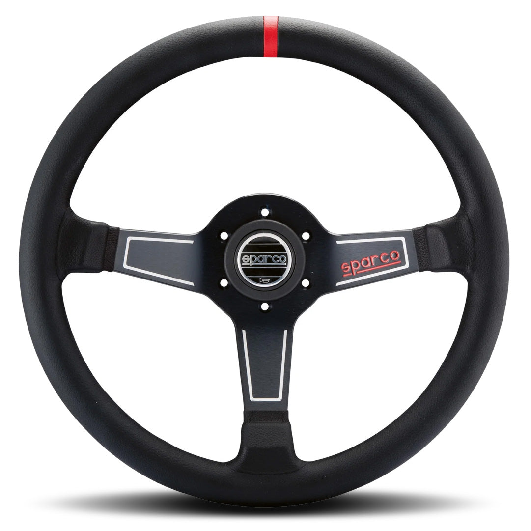 Sparco L575 Steering Wheel - Black Leather Black Spokes 350mm