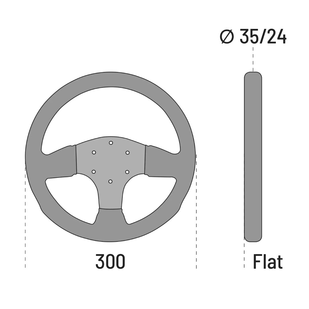 Sparco P300 Steering Wheel - Black Suede Black Spokes 300mm