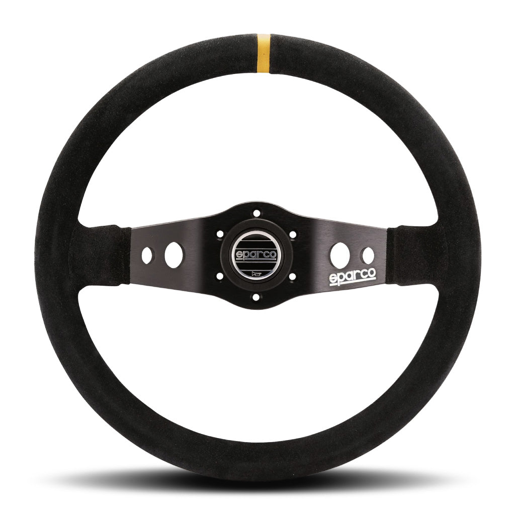Sparco R215 Two Spoke Steering Wheel - Black Suede Black Spokes 350mm