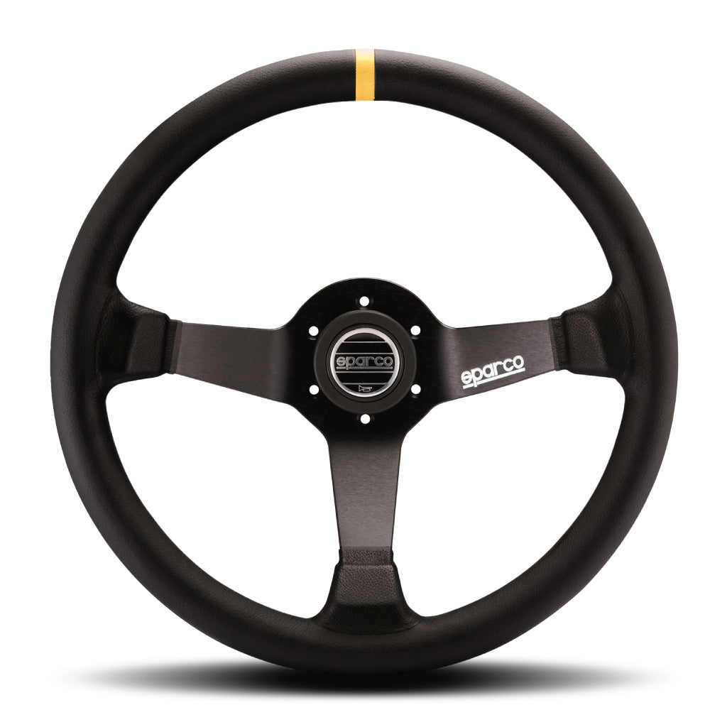 Sparco R345 Steering Wheel - Black Leather Black Spokes 350mm