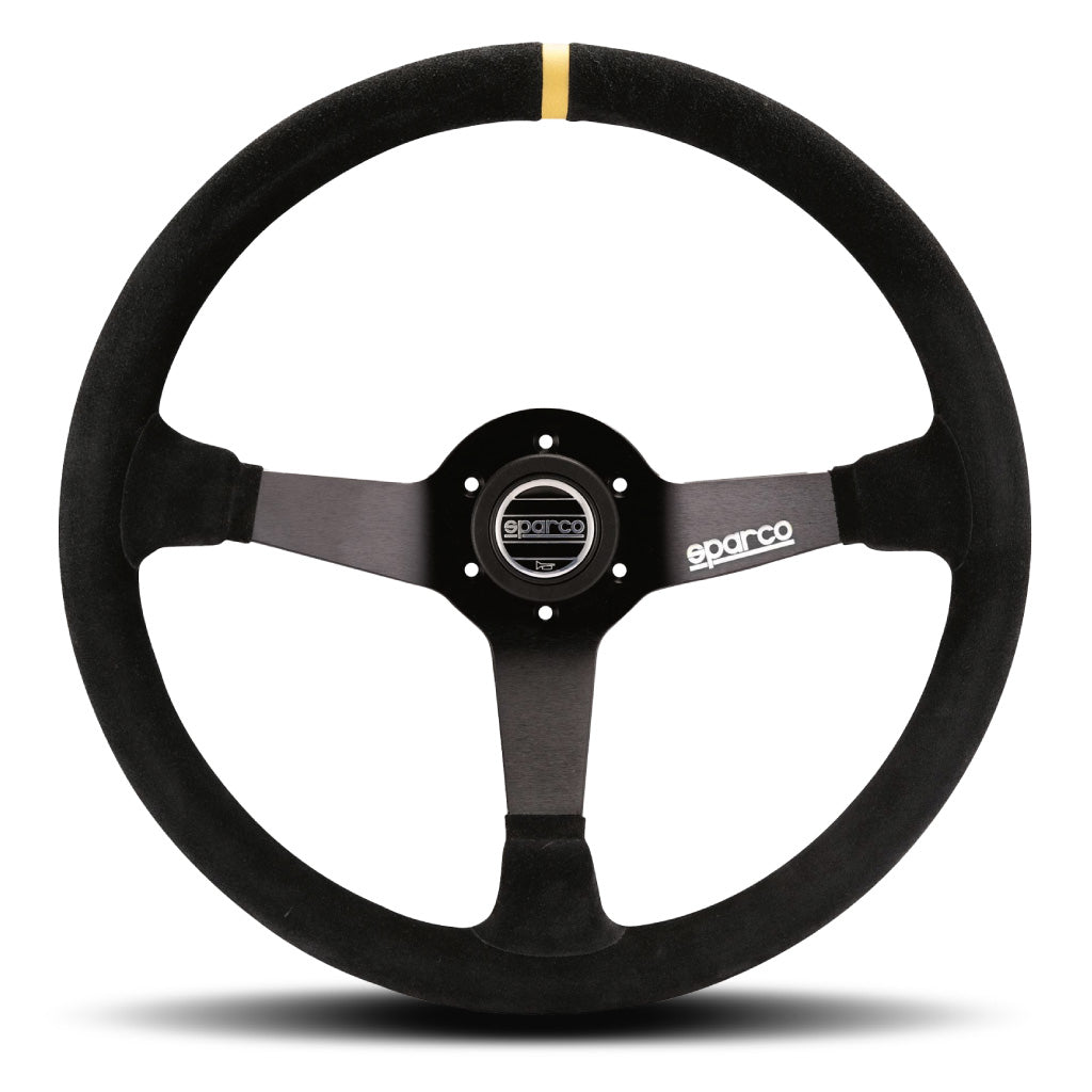 Sparco R368 Steering Wheel - Black Suede Black Spokes 380mm