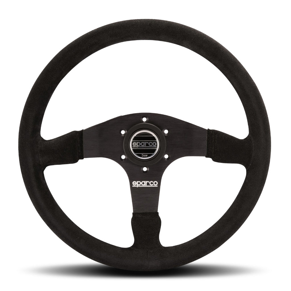 Sparco R375 Steering Wheel - Black Suede Black Spokes 350mm