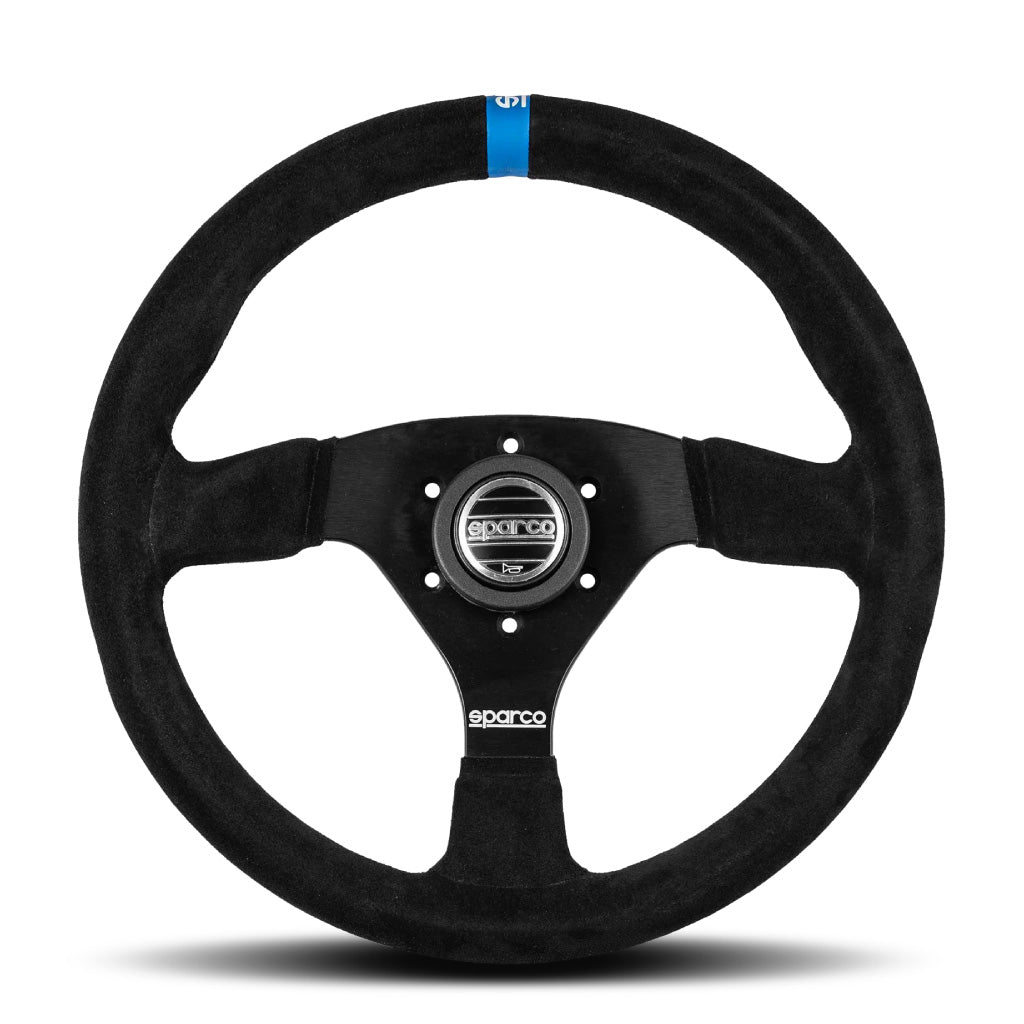 Sparco R383 Logo Steering Wheel - Black Suede Black Spokes 330mm