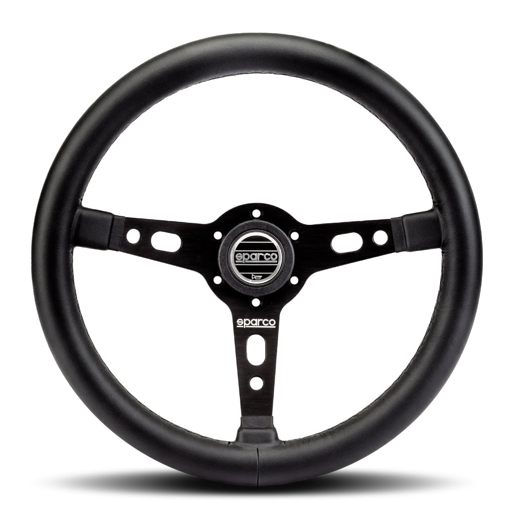 Sparco Targa 350 Steering Wheel - Black Leather Black Spokes 330mm