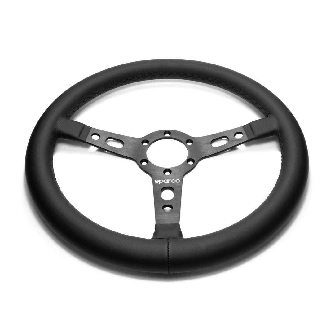 Sparco Targa 350 Steering Wheel - Black Leather Black Spokes 350mm