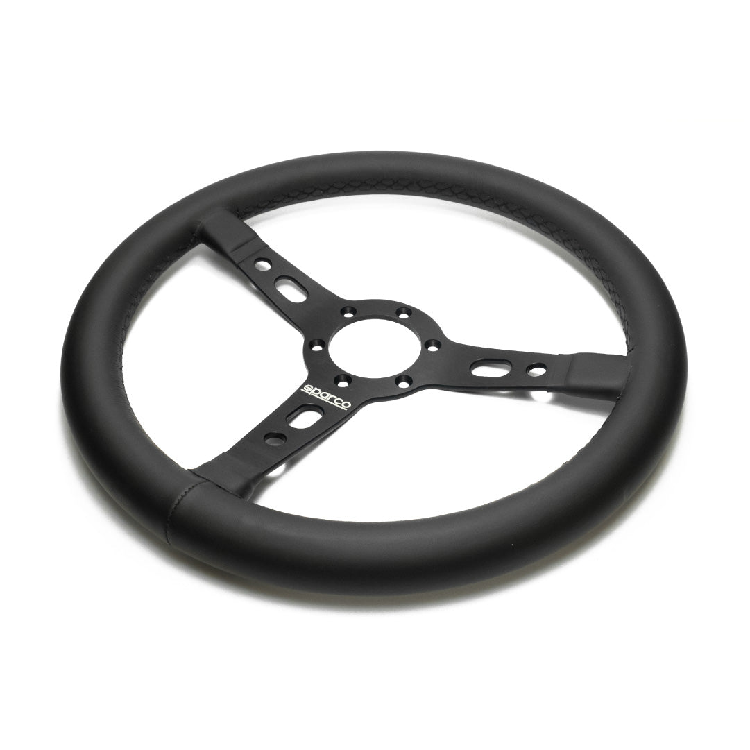 Sparco Targa 350 Steering Wheel - Black Leather Black Spokes 350mm