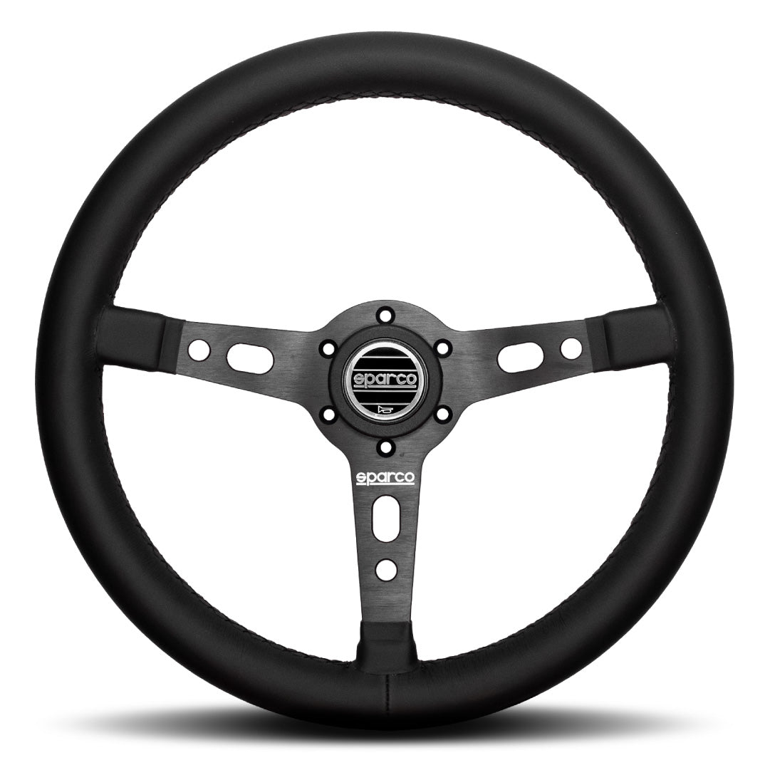 Sparco Targa 350 Steering Wheel - Black Leather Black Spokes 350mm