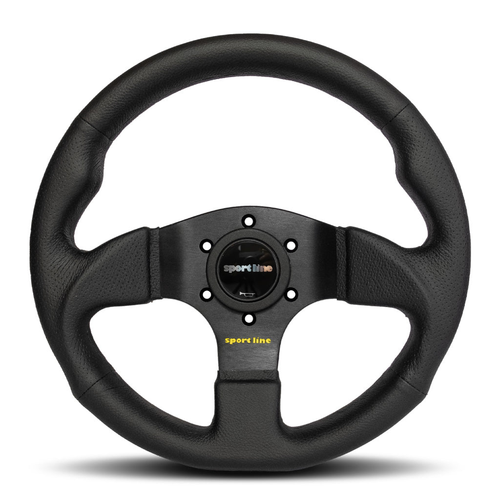 Sport Line Imola 3 Steering Wheel - Black Leather Black Spokes 300mm