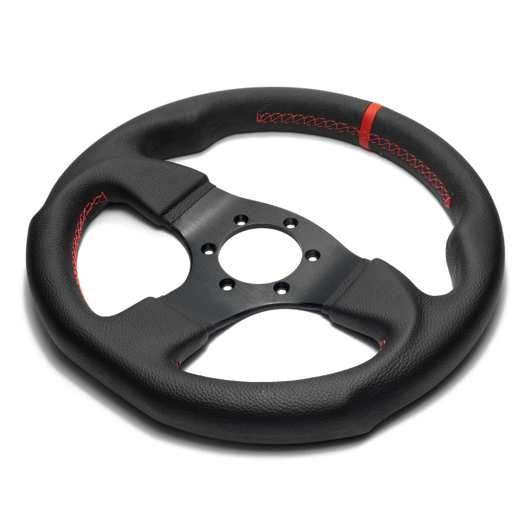 Sport Line Imola 3 Steering Wheel - Black Leather Red Marker Black Spokes 300mm