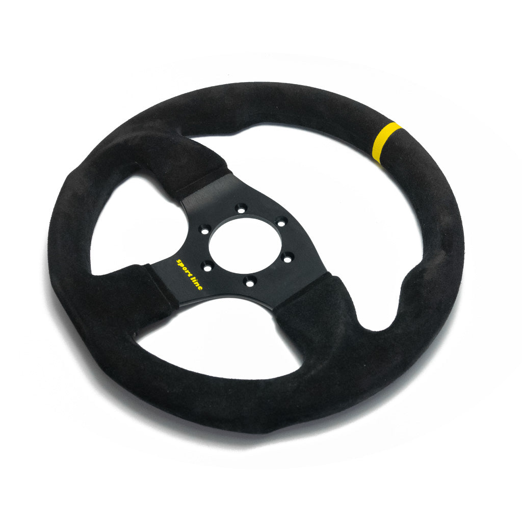 Sport Line Imola 3 Steering Wheel - Black Suede Black Spokes 300mm