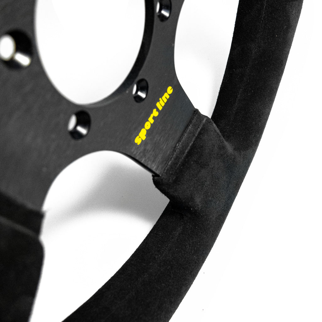 Sport Line Imola 3 Steering Wheel - Black Suede Black Spokes 300mm