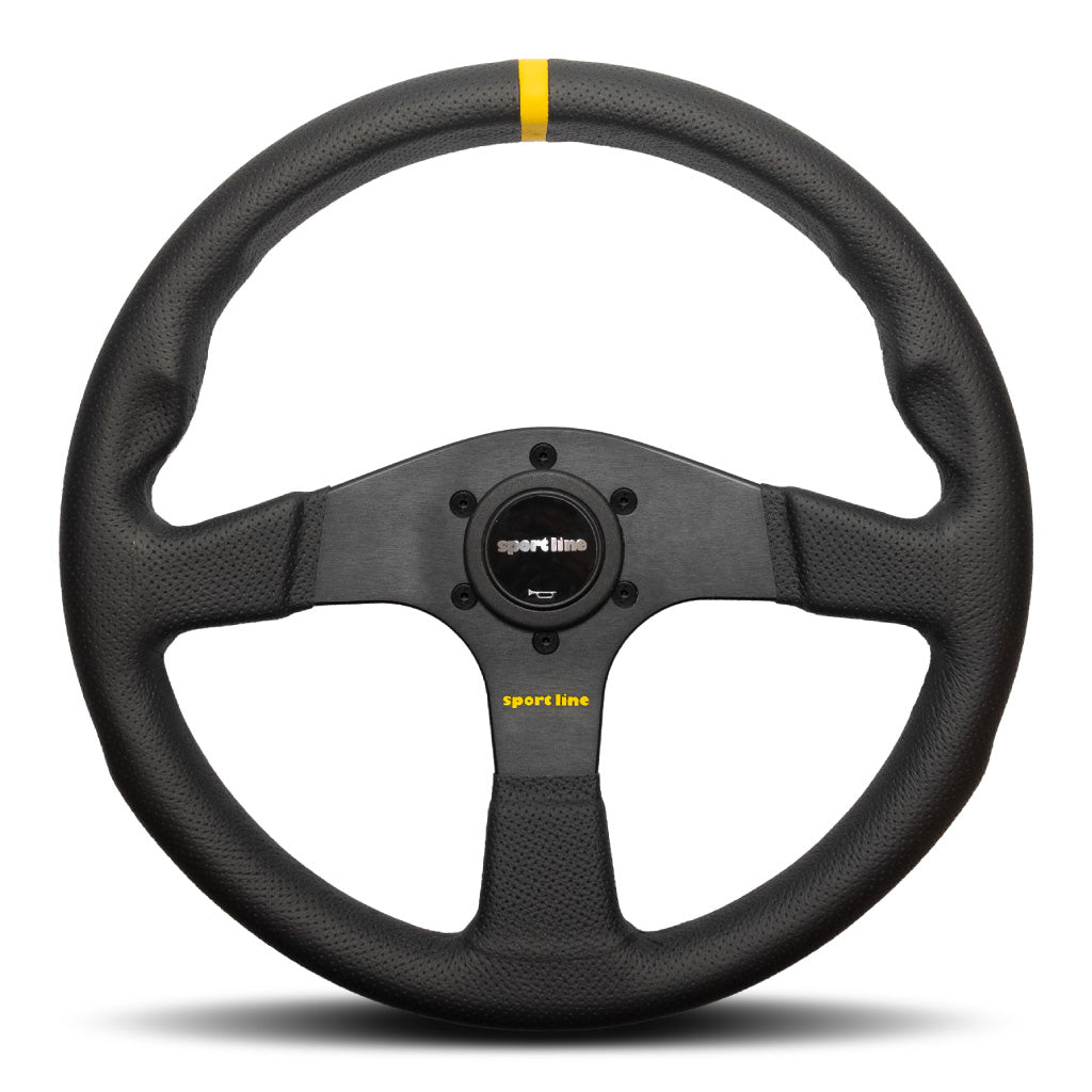 Sport Line Imola Steering Wheel - Black Air Leather Black Spokes 350mm