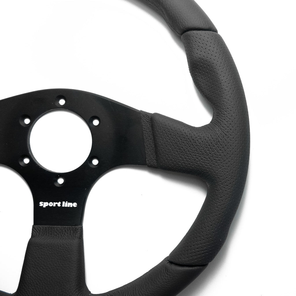 Sport Line Imola Steering Wheel - Black Leather Black Spokes 330mm