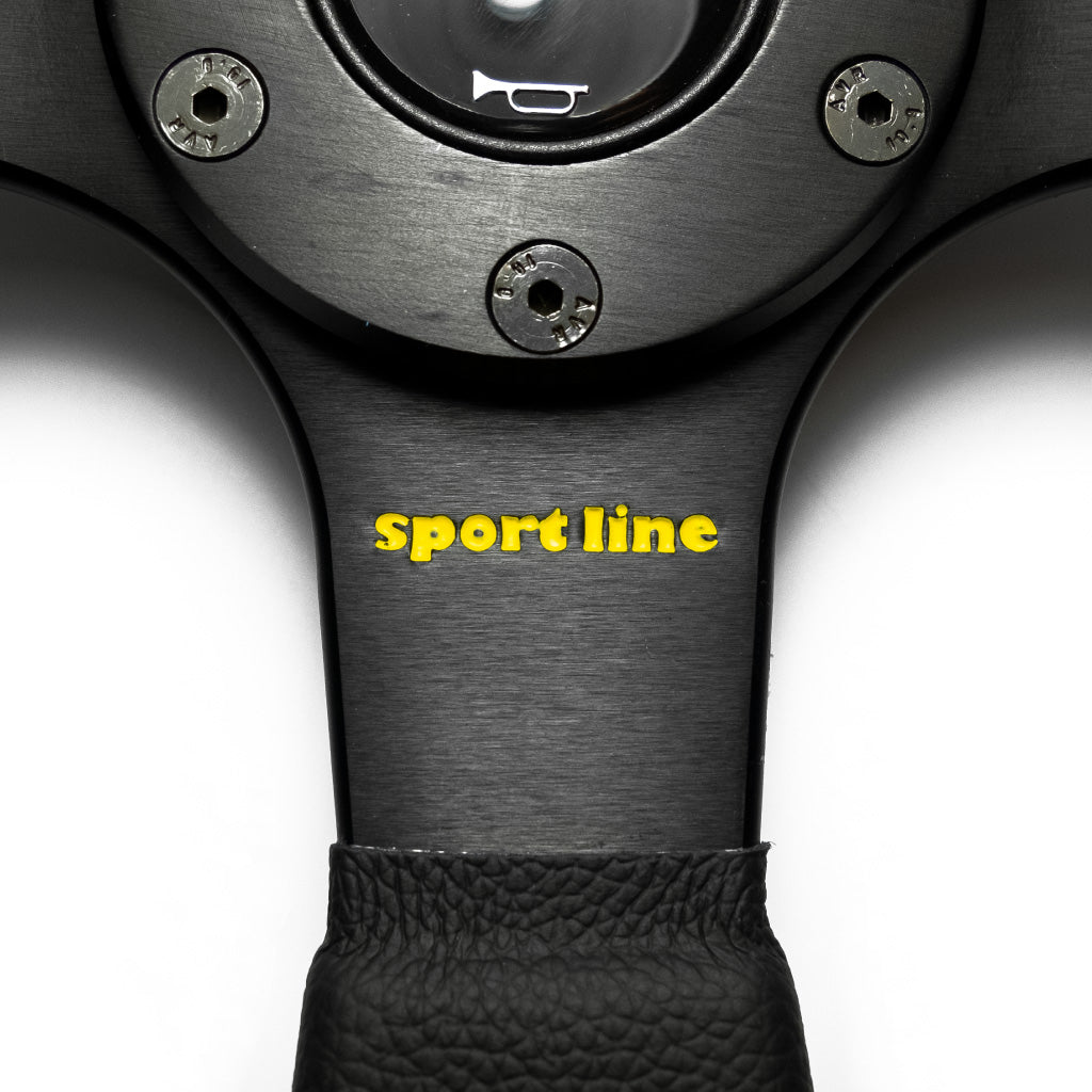 Sport Line Imola Steering Wheel - Black Leather Black Spokes 350mm
