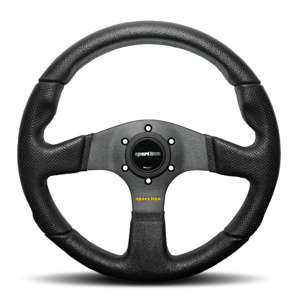 Sport Line Imola Steering Wheel - Black Polyurethane Black Spokes 330mm