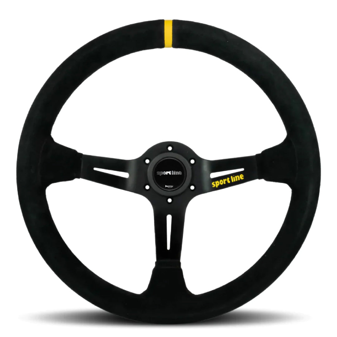 Sport Line Racing 3 Drifting Steering Wheel - Black Suede Black Spokes 350mm