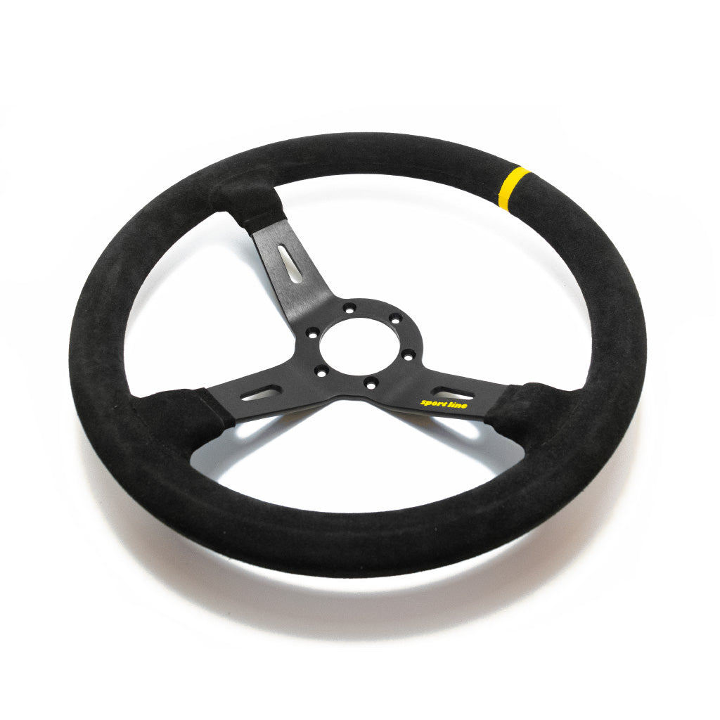 Sport Line Racing 3 Steering Wheel - Black Suede Black Spokes 350mm