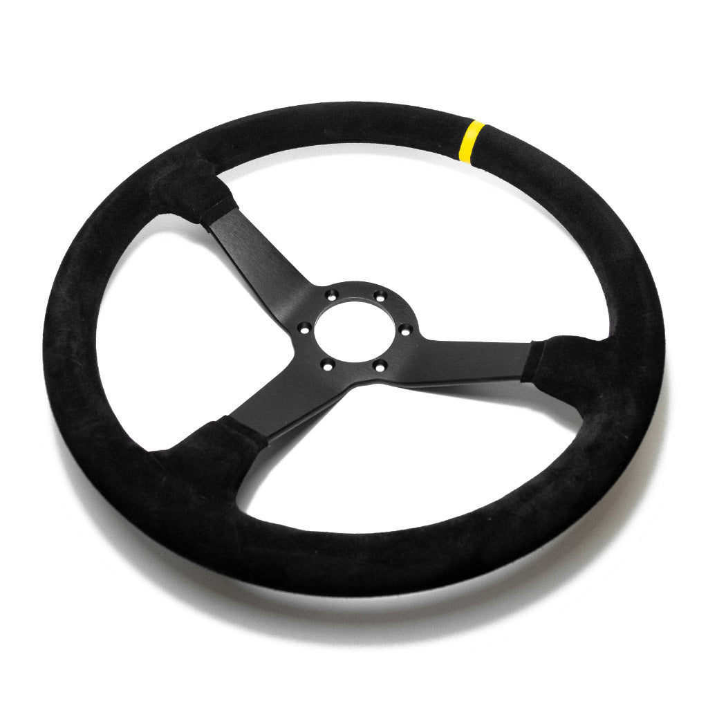 Sport Line Racing 3 Steering Wheel - Black Suede Black Spokes 380mm