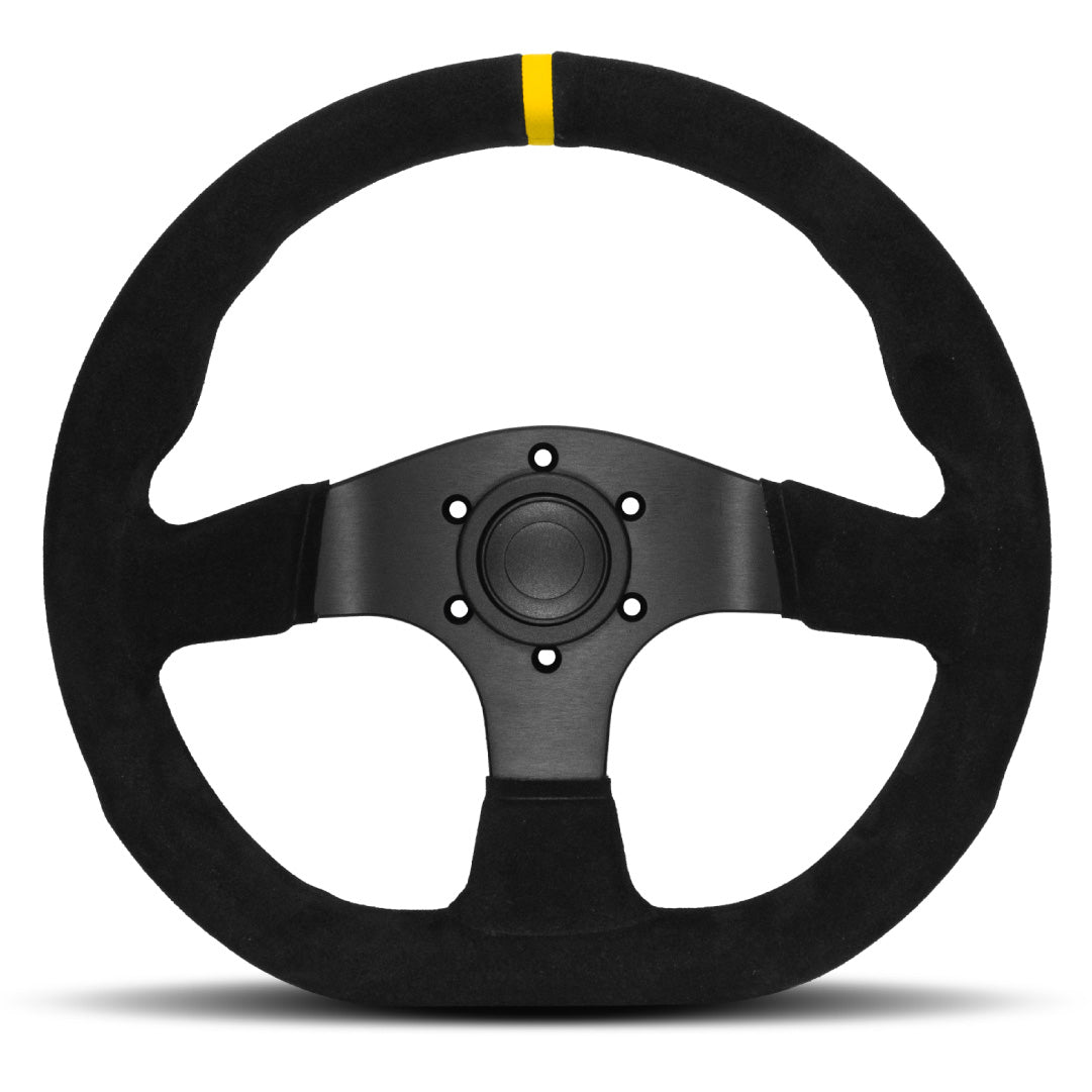 Sport Line Runner Steering Wheel - Black Suede Black Spokes 330mm