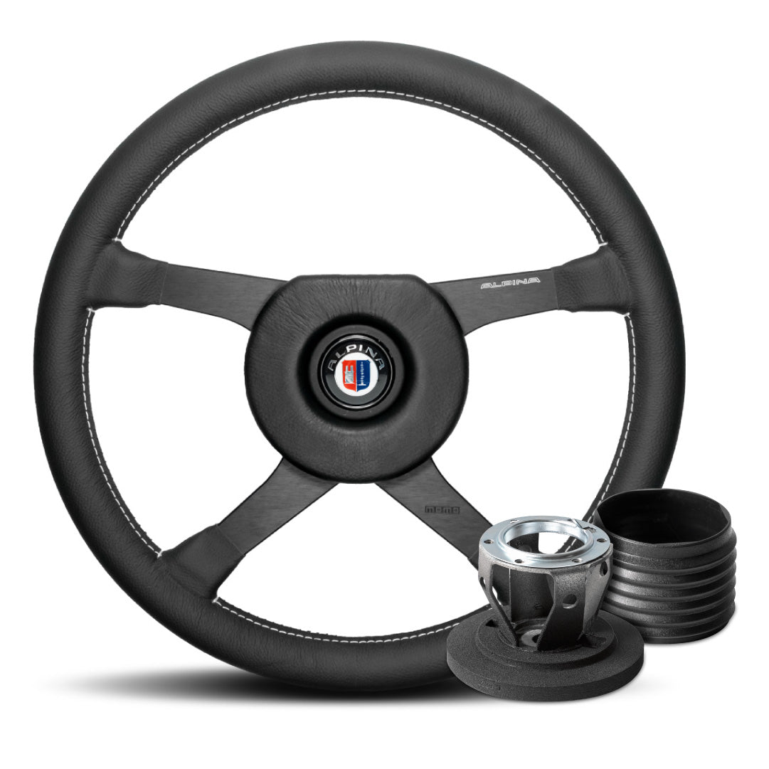 MOMO ALPINA 4 Four Spoke Steering Wheel & Hub Adapter Boss Kit For BMW ALPINA E30 (B6 C1 C2) 