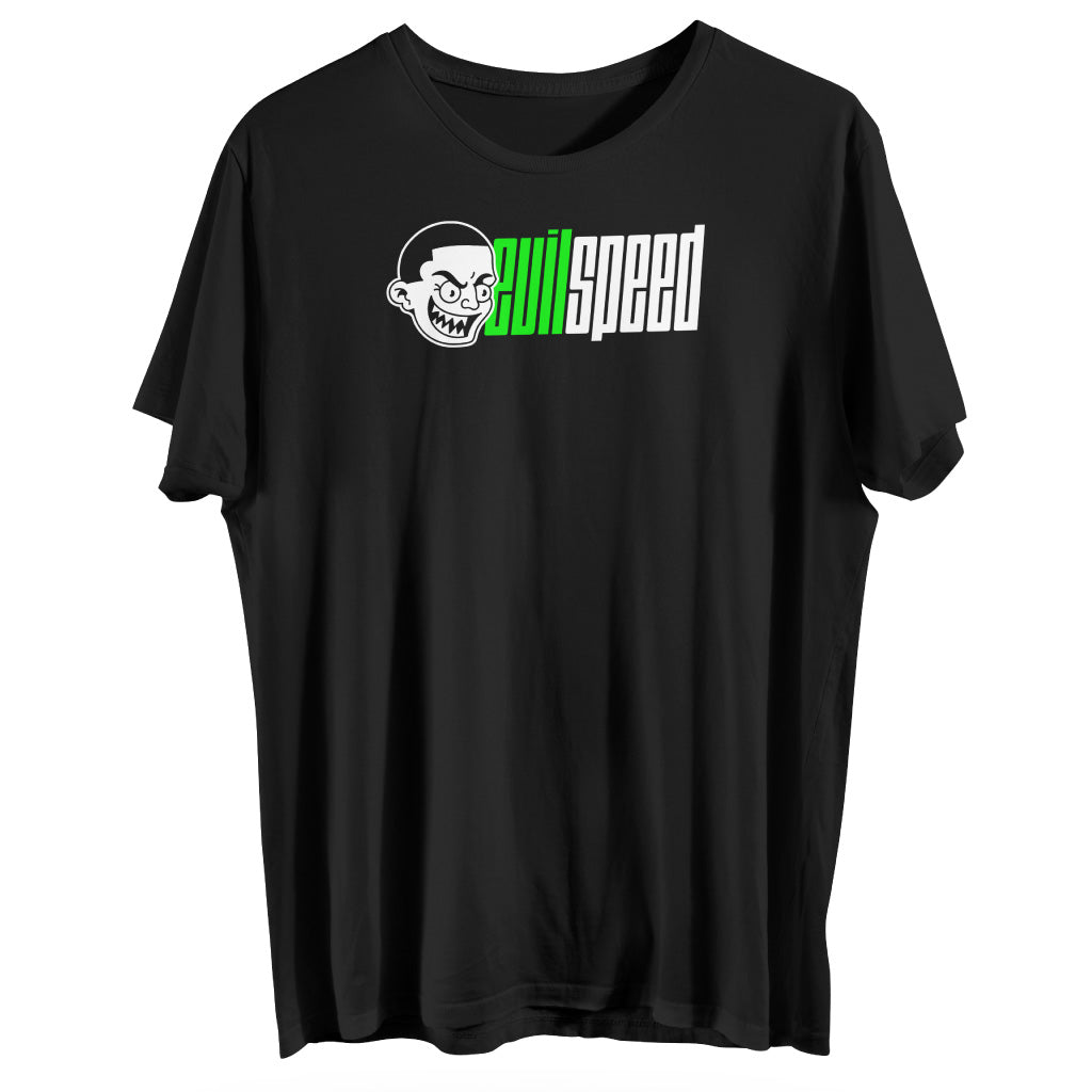 evilspeed T-Shirt - Lime Green/White Head Logo - Black