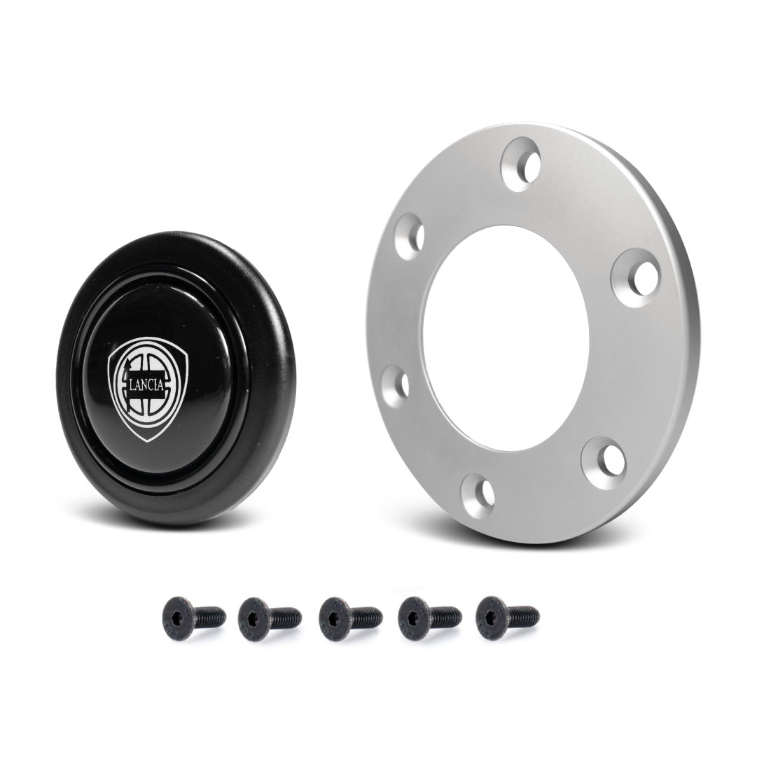 Lancia Horn Button With Centre Ring - Silver
